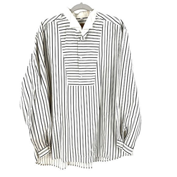 Wah Maker Western Bib Front Band Collar Pullover Shirt Men's L Striped USA VTG - Picture 5 of 7